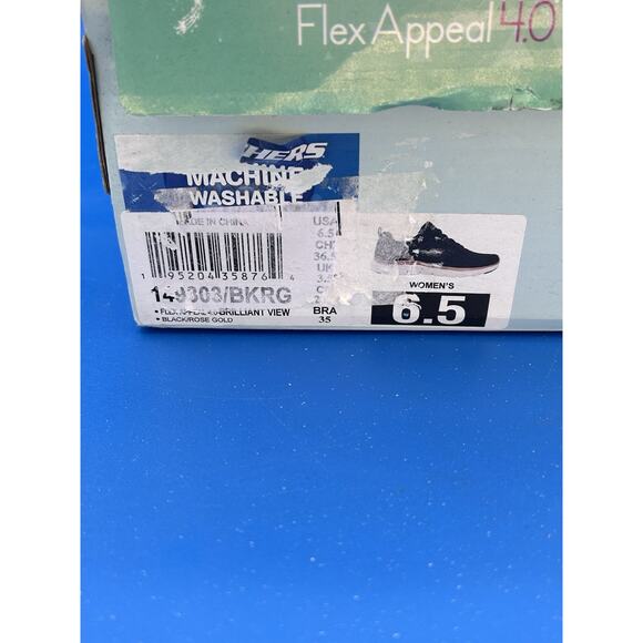 Skechers Women's Flex Appeal 4.0 Brilliant View Sneaker Blk Rose Gold Trim Sz6.5 - Picture 7 of 7